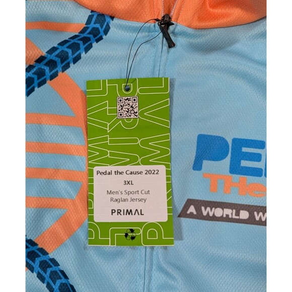 Primal Pedal the Cause 2022 Cycling Jersey Men’s 3XL Blue Orange NWT Bike - Picture 2 of 8